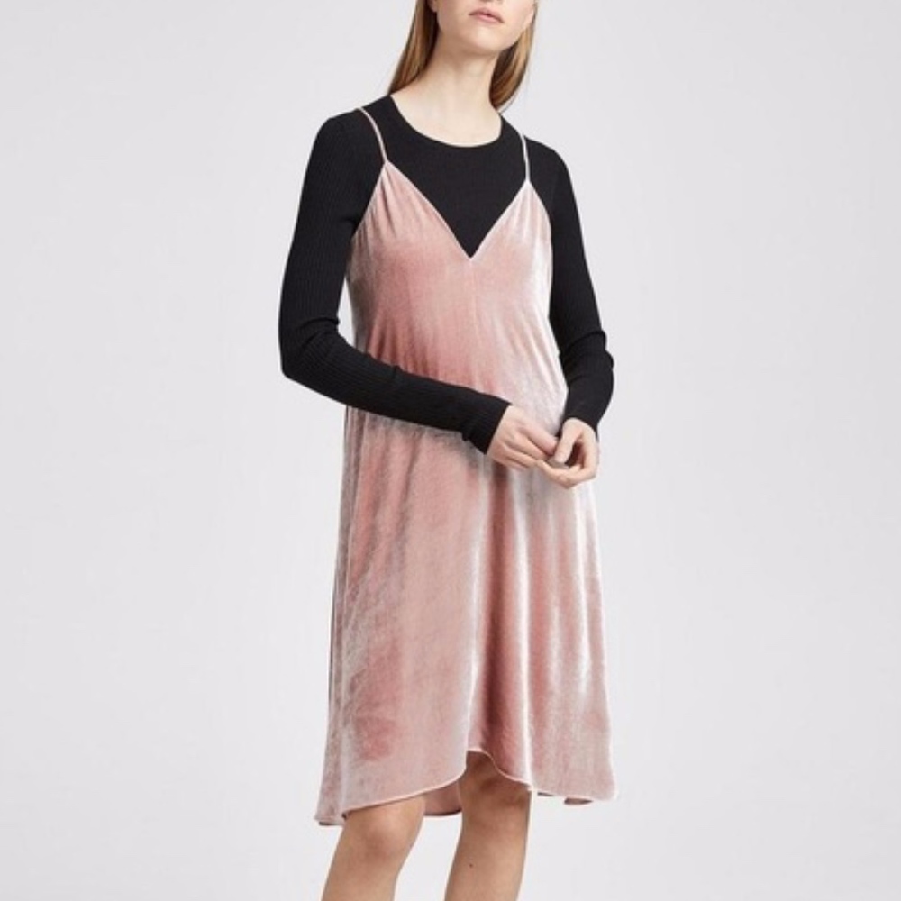 Theory crushed velvet blush pink tutu dress